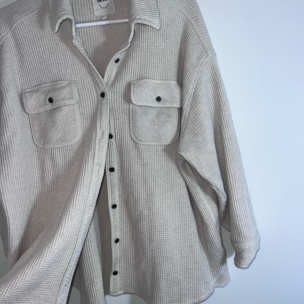 Aerie LumberJane Waffle Shirt cream medium - Picture 7 of 13